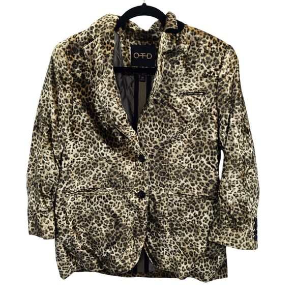 John Varvatos OTD Blazer Medium Animal Velvet Designer Button Front Cheetah New - Picture 3 of 16